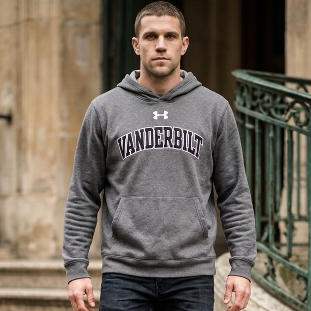 GUC - Unisex Under Armour Vanderbilt University Gray Hoodie Sweatshirt - Size XL